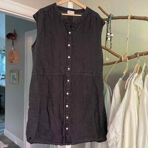Allen Allen Black Linen button down dress XL
